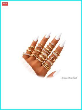 Gold Stackable Rings for Women Knuckle Midi Statement Ring Set